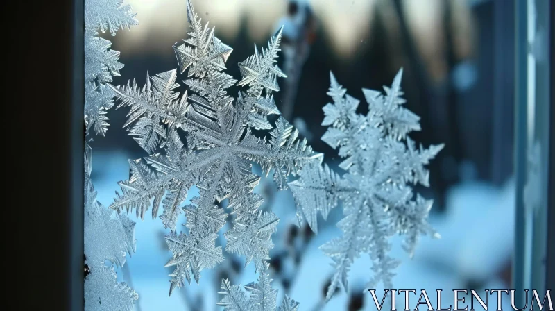 Intricate Patterns of Ice Crystals: A Captivating Close-Up AI Image