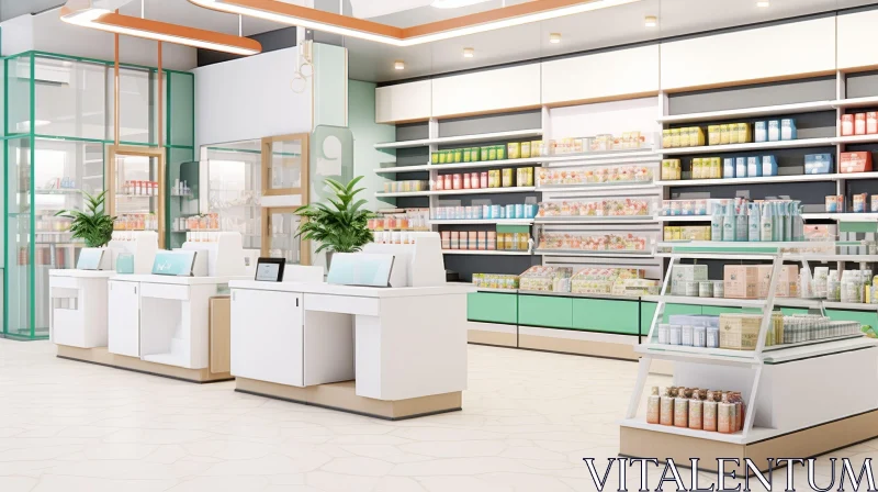 Modern Pharmacy Interior Design - Clean and Professional AI Image