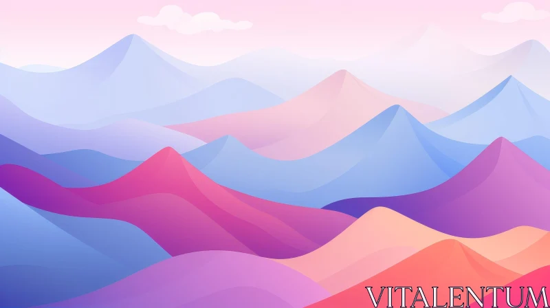 Serene Mountain Landscape - Digital Painting AI Image