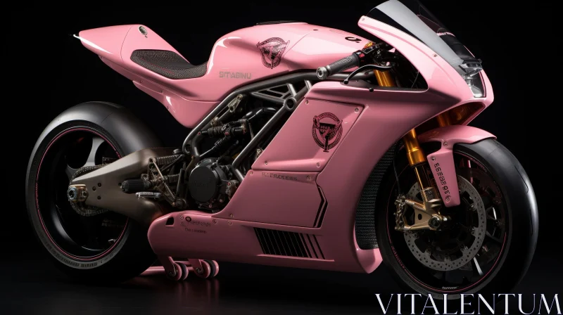 Sleek Pink Sport Motorcycle - Carbon Fiber Design AI Image