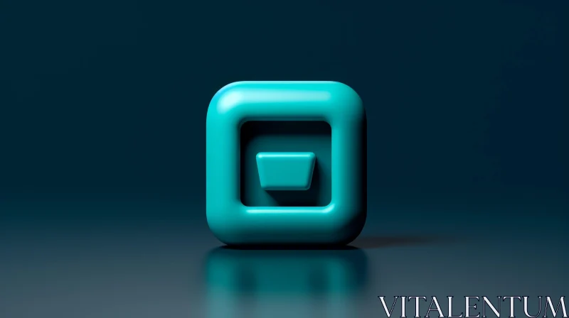 Turquoise Rounded Square Icon with Keyhole on Dark Blue Background AI Image