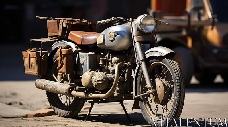 Vintage Motorcycle on Dirt Road AI Image