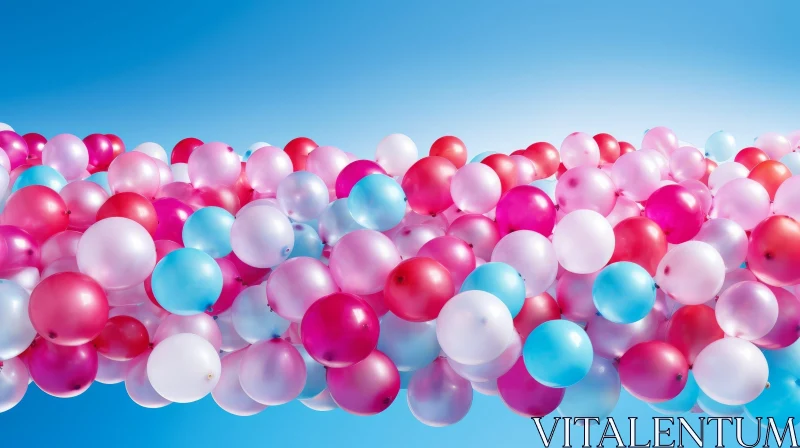 Colorful Balloons on Blue Sky Background AI Image