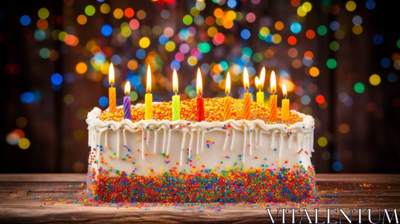 AI ART Delicious Birthday Cake with Colorful Sprinkles