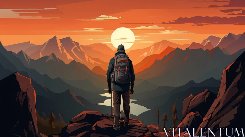 AI ART Majestic Mountain Sunset Landscape