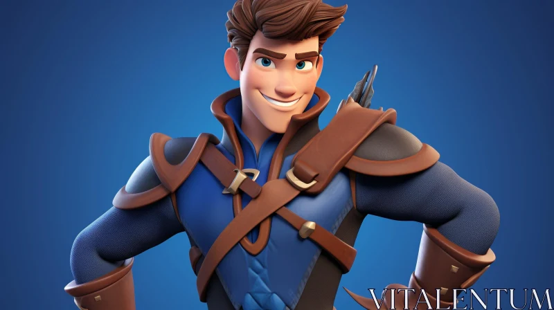 Male Video Game Character 3D Rendering AI Image