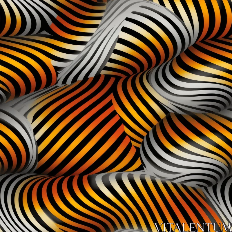 AI ART Orange and Black Wavy Stripes Pattern