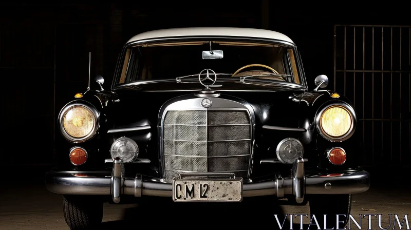 Vintage Mercedes-Benz W120 Car in Dark Garage AI Image