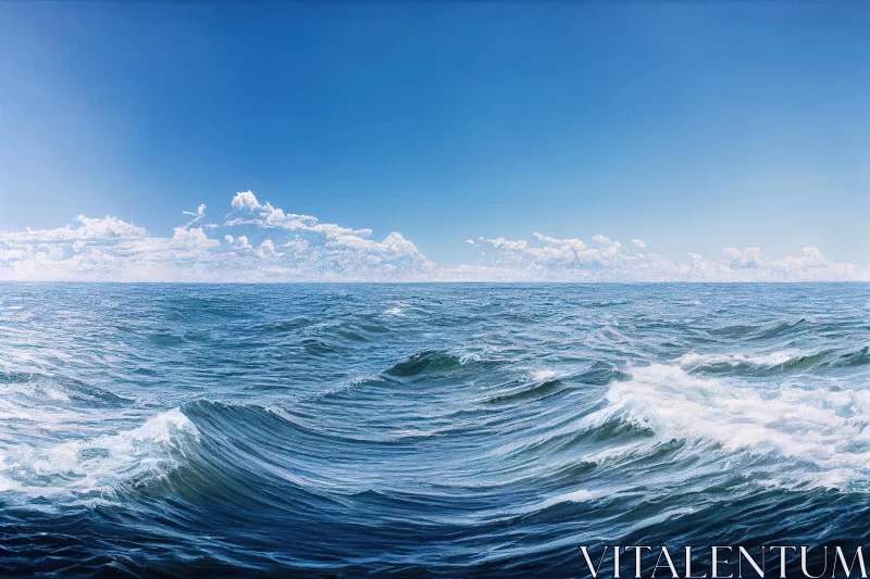 Captivating Ocean Waves Painting - Panoramic Scale | Artistic Masterpiece AI Image