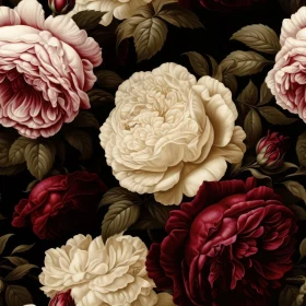 Dark Red and Pink Roses Seamless Pattern