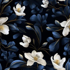 Elegant Floral Pattern with Blue Background