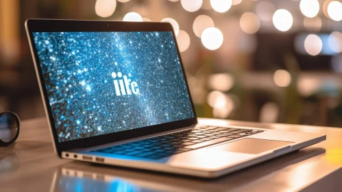 Modern Laptop with iiTe Logo on Glass Table