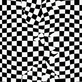 Monochrome Checkered Pattern with Silhouette of a Woman