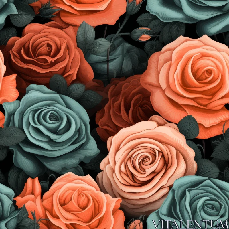 Realistic Roses Seamless Pattern AI Image
