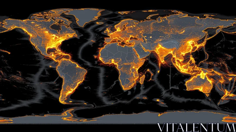 Stunning Mollweide Projection of Earth - Pacific Ocean Centered AI Image