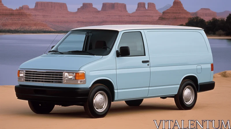 AI ART 1995 Ford Van - Light Blue - Boldly Textured - Absurd - Cinquecento - ISO 200