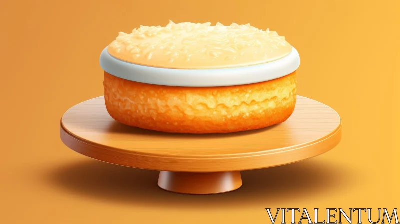 3D Cake Rendering with White and Yellow Frosting AI Image