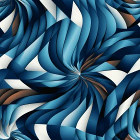 Blue and White Wave Spiral Pattern