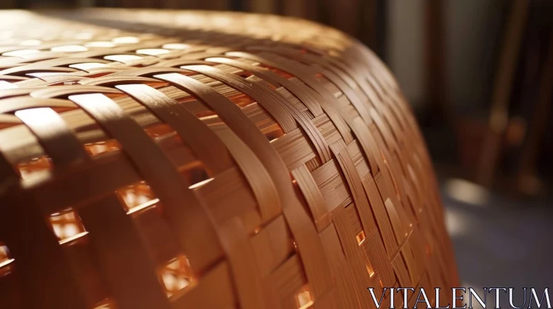 Close-Up of Woven Bamboo Basket | Natural and Textured Art AI Image