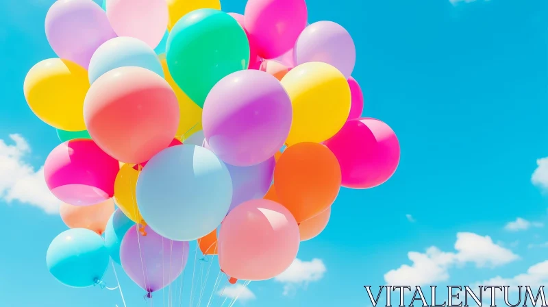 Colorful Balloons Floating in the Sky AI Image