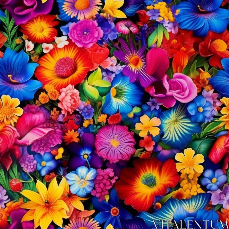 Colorful Flower Pattern - Seamless Floral Design AI Image