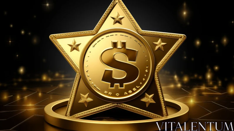 Gold Star Coin 3D Rendering AI Image