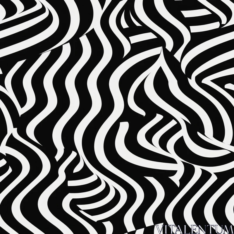 Monochrome Wavy Pattern - Abstract Vector Design AI Image