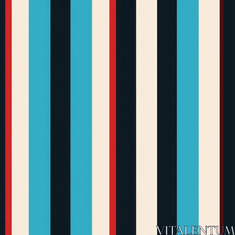 Retro Vertical Stripes Pattern in Blue, Red, White, and Black AI Image