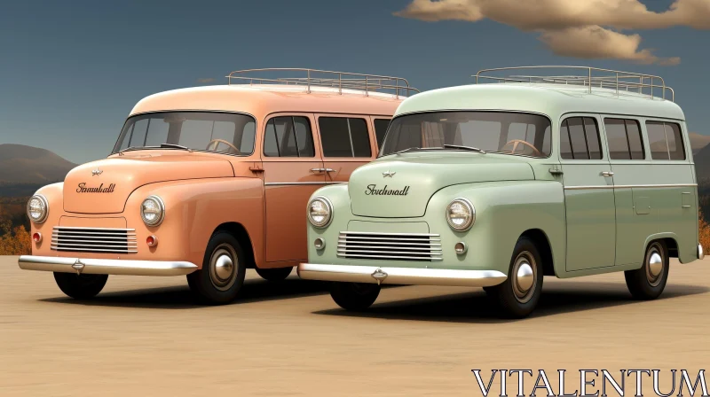Vintage Cars on Sandy Beach AI Image
