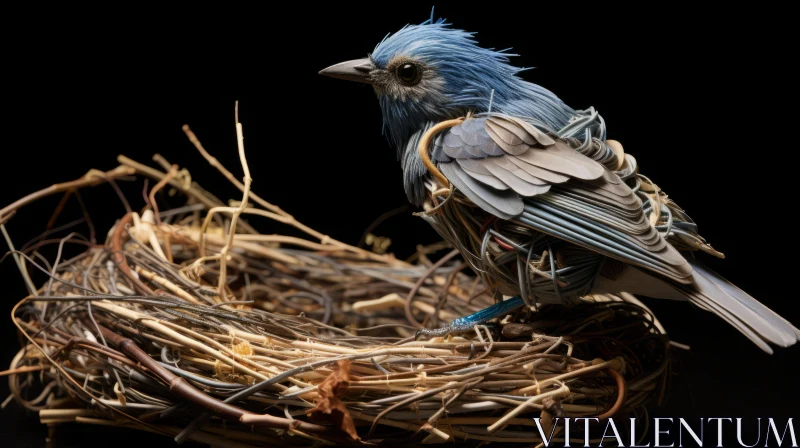Blue Bird on a Nest: A Celebration of Nature's Artistry AI Image