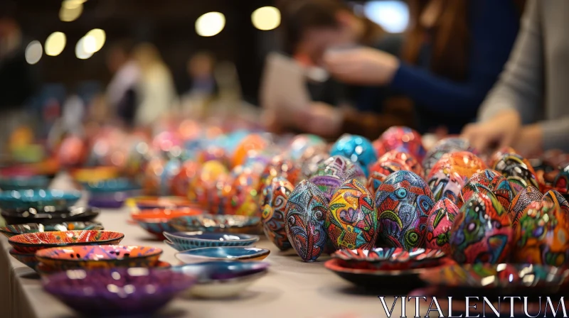 Colorful Ceramic Bowls with Australian Motifs AI Image