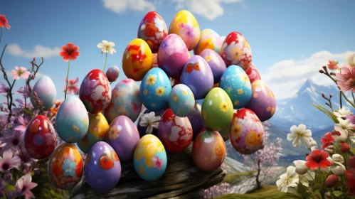 Colourful Easter Eggs on a Spring Hill - Unreal Engine 5 Creation