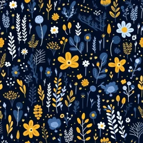 Dark Blue Floral Pattern - Home Decor