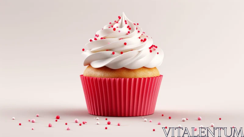 Delicious Cupcake 3D Rendering on Pink Background AI Image