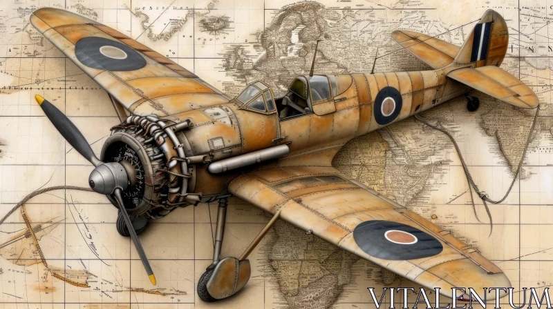 Detailed Painting of World War II Fighter Plane | British Supermarine Spitfire AI Image