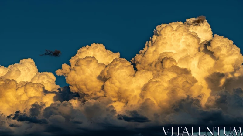 Golden Cumulonimbus Cloud in the Sky - Captivating Nature Image AI Image