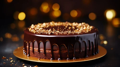 Indulgent Chocolate Cake with Ganache and Gold Leaf Sprinkles