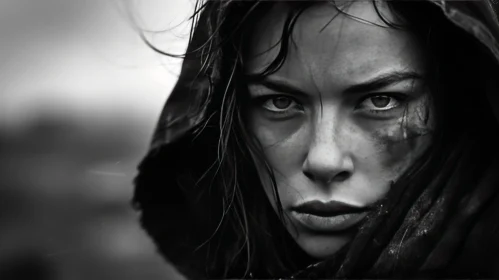 Monochromatic Portrait of a Determined Young Woman