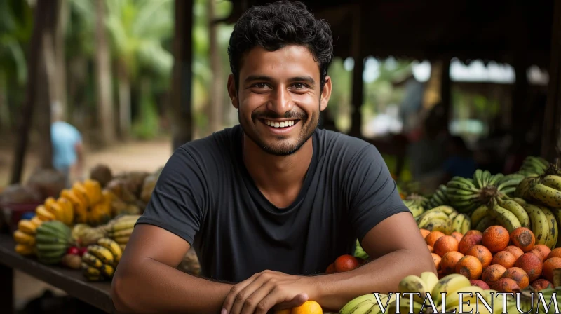 AI ART Smiling Indian Man at Open-Air Market