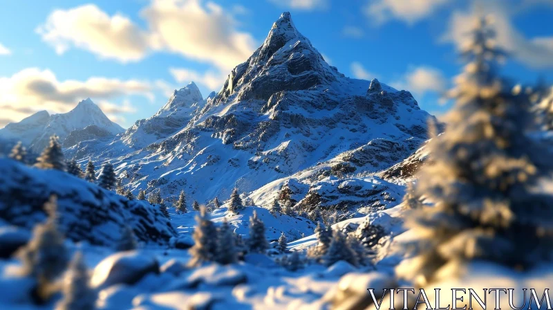 Snow-Capped Mountains Landscape AI Image