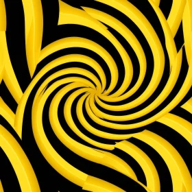 Black and Yellow Spiral Art - Abstract Circular Pattern Design