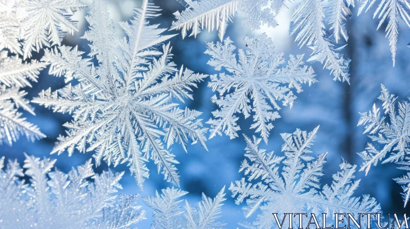 Close-up of Glittering Frost on Window | Natural Winter Beauty AI Image