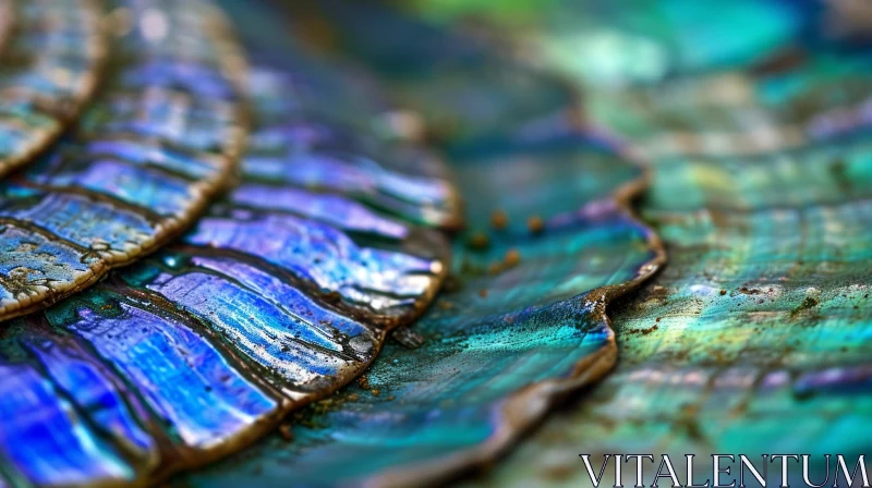 Close-up of Iridescent Blue-Green Paua Shell | Abstract Art AI Image