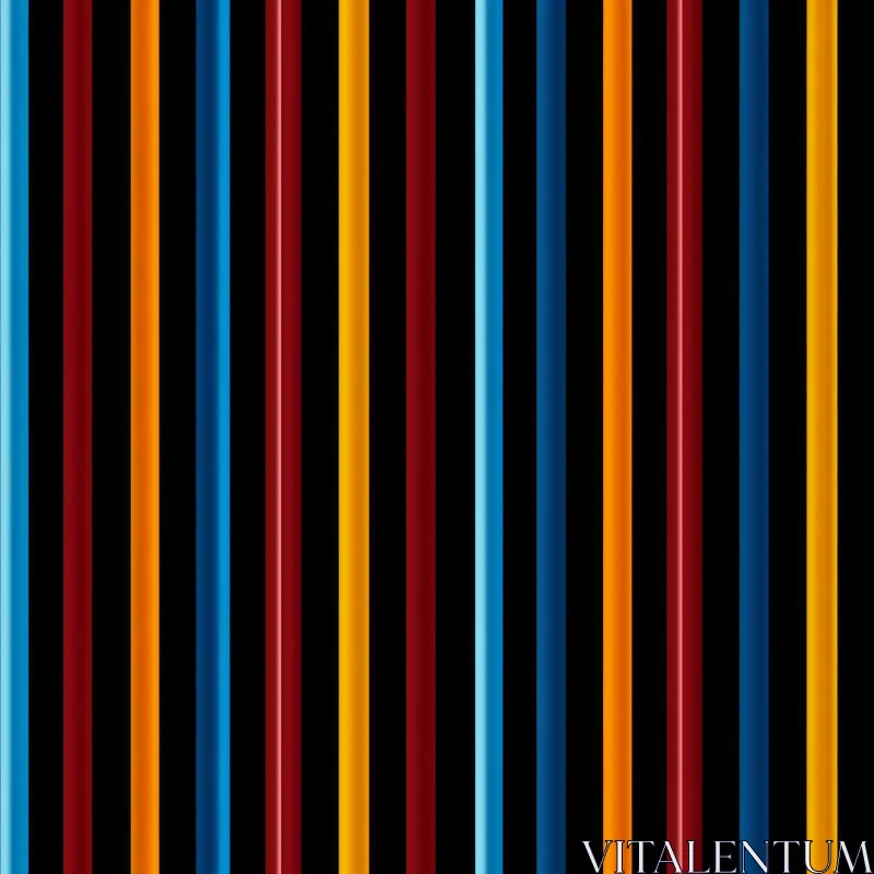 Colorful Vertical Stripes Pattern on Black Background AI Image