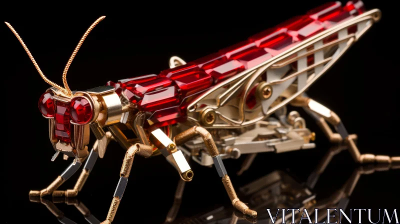 Gold-Clad Electronic Insect: A Masterpiece of Precision Engineering AI Image