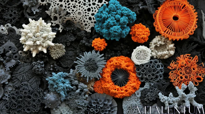 Intricately Designed 3D Printed Objects | Vibrant Colors and Organic Shapes AI Image
