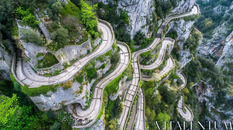 AI ART Scenic Mountain Road Aerial View