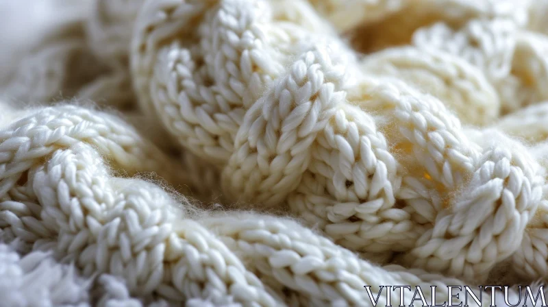 White Wool Sweater with Cable Knit Pattern - Close-Up AI Image