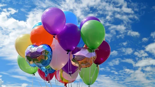 Colorful Balloons Floating in Sky