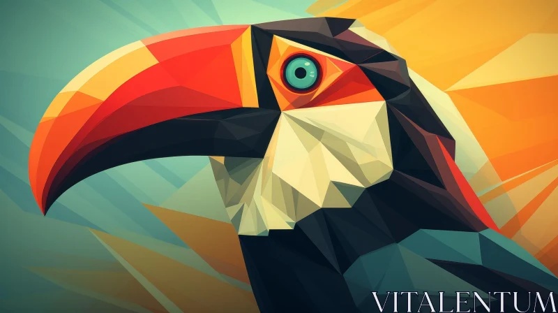 AI ART Colorful Toucan Geometric Illustration - Nature Art